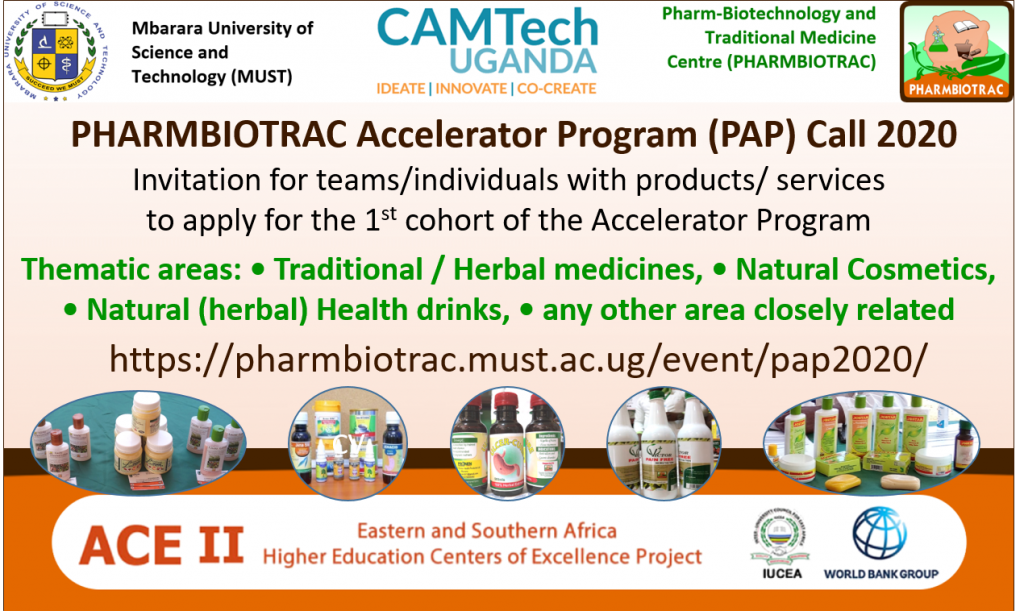 Poto of a poster with the PHARMBIOTRAC Accelerator Program (PAP) Call 2020 information