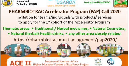Poto of a poster with the PHARMBIOTRAC Accelerator Program (PAP) Call 2020 information